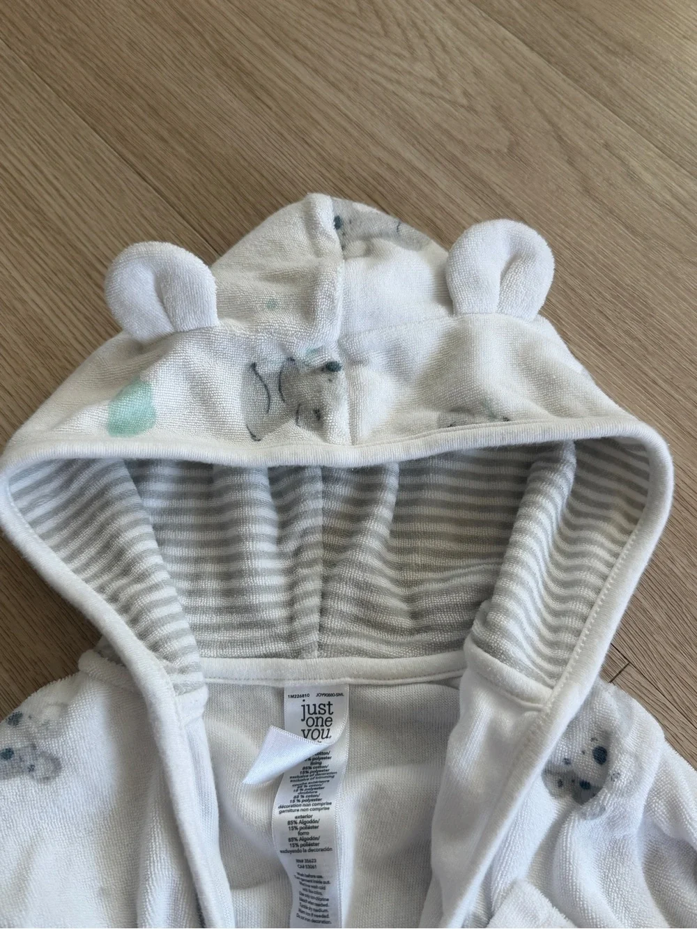 Carter's Just One You White Terry Baby Koala Hooded Bath Robe 0-9M with ears